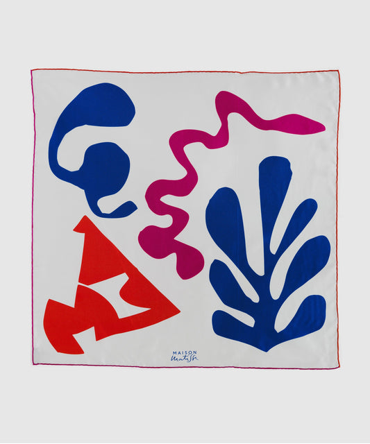 Carré de soie L'Hiver, roulotté à la main